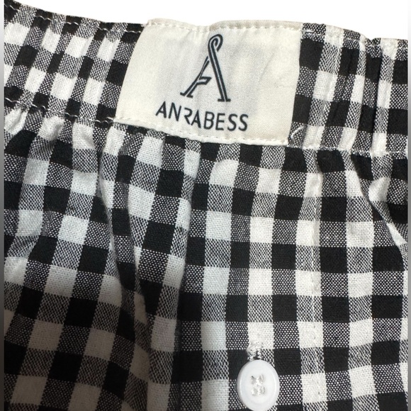 ANRABESS Women's Gingham Check Shorts Plaid Sleep & Lounge Black and White - Picture 4 of 16